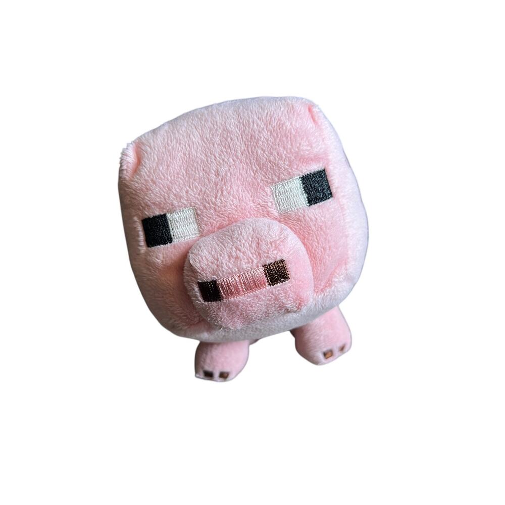 Minecraft Pig Plush Stuffed Animal Pink Pixelated Video Game Toy 6 Inch